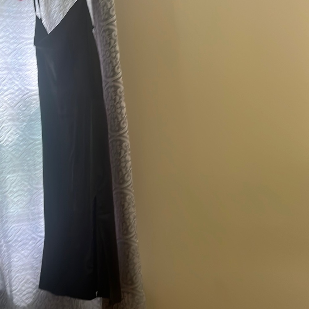 Black satin midi dress